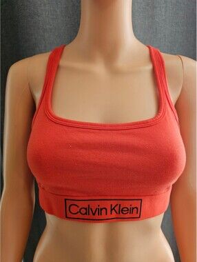 Calvin Klein Coral Red Racerback Sports Bra Medium